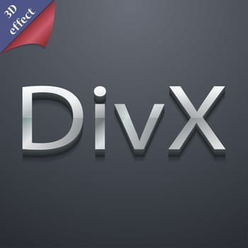 DivX video format icon symbol. 3D style. Trendy, modern design with space for your text illustration. Rastrized copy
