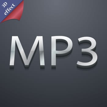 Mp3 music format icon symbol. 3D style. Trendy, modern design with space for your text illustration. Rastrized copy