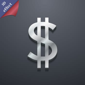 Dollars icon symbol. 3D style. Trendy, modern design with space for your text illustration. Rastrized copy