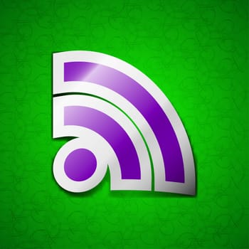 Wifi, Wi-fi, Wireless Network icon sign. Symbol chic colored sticky label on green background. illustration
