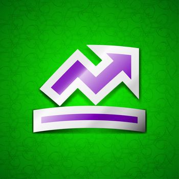 Graph chart, Diagram icon sign. Symbol chic colored sticky label on green background. illustration