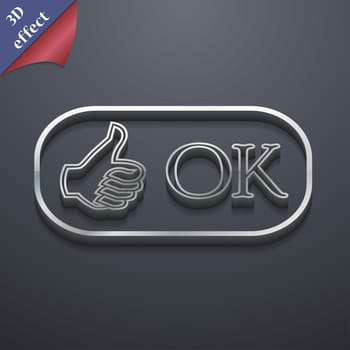 OK icon symbol. 3D style. Trendy, modern design with space for your text illustration. Rastrized copy