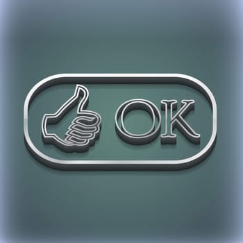 OK icon symbol. 3D style. Trendy, modern design with space for your text illustration. Raster version