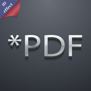 PDF file extension icon symbol. 3D style. Trendy, modern design with space for your text illustration. Rastrized copy