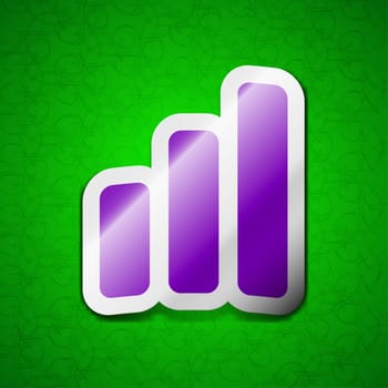 Growth and development concept. graph of Rate icon sign. Symbol chic colored sticky label on green background. illustration