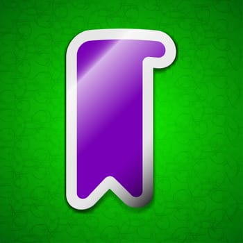 bookmark icon sign. Symbol chic colored sticky label on green background. illustration