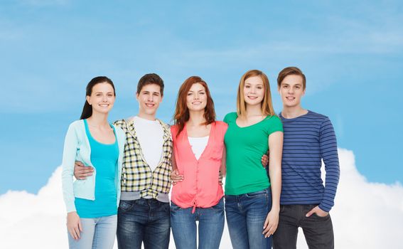 education and people concept - group of smiling students standing