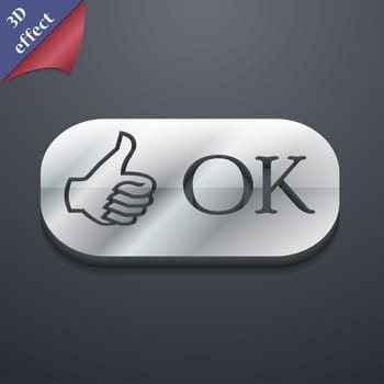 OK icon symbol. 3D style. Trendy, modern design with space for your text illustration. Rastrized copy