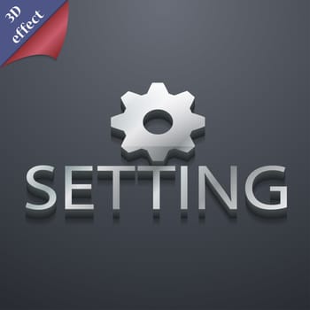 Cog settings icon symbol. 3D style. Trendy, modern design with space for your text illustration. Rastrized copy