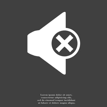 Mute speaker icon symbol Flat modern web design with long shadow and space for your text. illustration