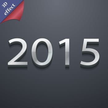 Happy new year 2015 icon symbol. 3D style. Trendy, modern design with space for your text illustration. Rastrized copy