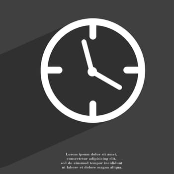 Clock time icon symbol Flat modern web design with long shadow and space for your text. illustration