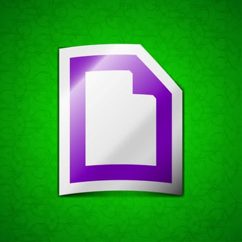 Text File document icon sign. Symbol chic colored sticky label on green background. illustration