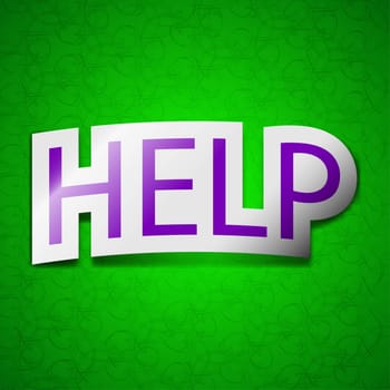 Help point icon sign. Symbol chic colored sticky label on green background. illustration