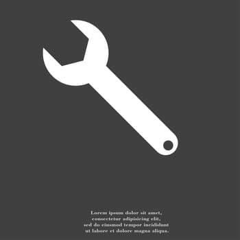 Wrench key icon symbol Flat modern web design with long shadow and space for your text. illustration