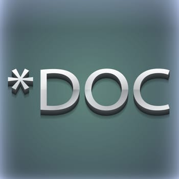 Doc file extension icon symbol. 3D style. Trendy, modern design with space for your text illustration. Raster version