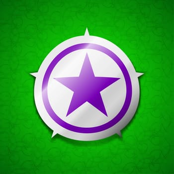 Star, Favorite Star, Favorite icon sign. Symbol chic colored sticky label on green background. illustration