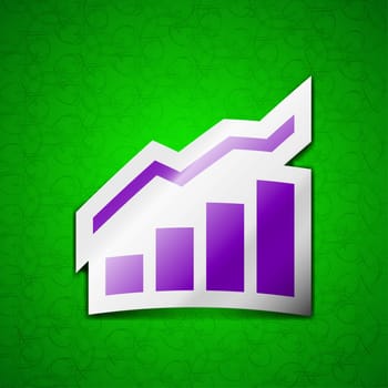 Growth and development concept. graph of Rate icon sign. Symbol chic colored sticky label on green background. illustration