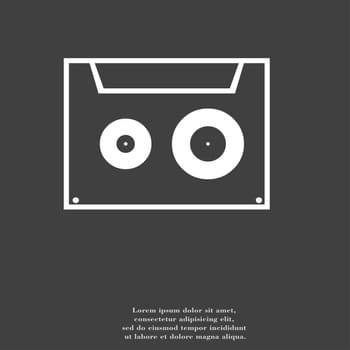cassette icon symbol Flat modern web design with long shadow and space for your text. illustration