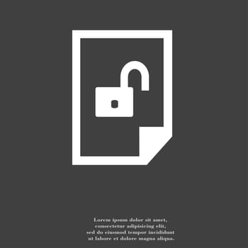 File unlocked icon symbol Flat modern web design with long shadow and space for your text. illustration