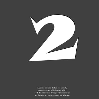 number two icon symbol Flat modern web design with long shadow and space for your text. illustration