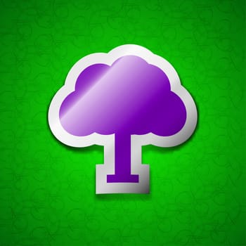 Tree, Forest icon sign. Symbol chic colored sticky label on green background. illustration