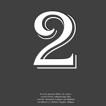 number two icon symbol Flat modern web design with long shadow and space for your text. illustration