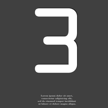 number three icon symbol Flat modern web design with long shadow and space for your text. illustration
