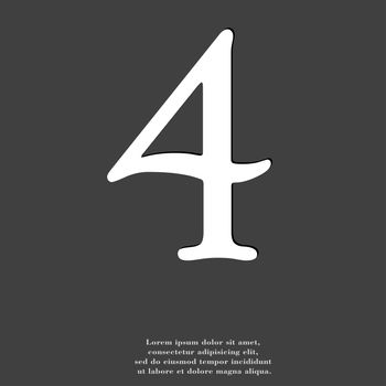 number four icon symbol Flat modern web design with long shadow and space for your text. illustration