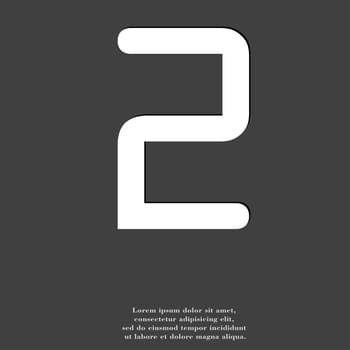 number two icon symbol Flat modern web design with long shadow and space for your text. illustration