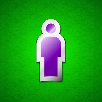 Human, Man Person, Male toilet icon sign. Symbol chic colored sticky label on green background. illustration