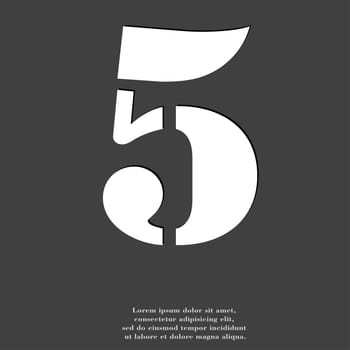 number five icon symbol Flat modern web design with long shadow and space for your text. illustration