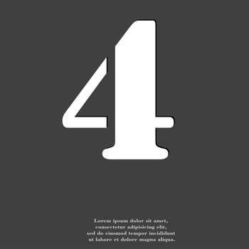 number four icon symbol Flat modern web design with long shadow and space for your text. illustration