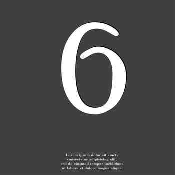 number six icon symbol Flat modern web design with long shadow and space for your text. illustration