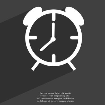 Alarm clock icon symbol Flat modern web design with long shadow and space for your text. illustration