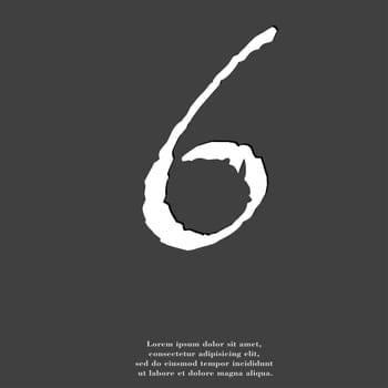 number six icon symbol Flat modern web design with long shadow and space for your text. illustration