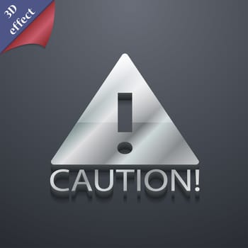 Attention caution icon symbol. 3D style. Trendy, modern design with space for your text illustration. Rastrized copy