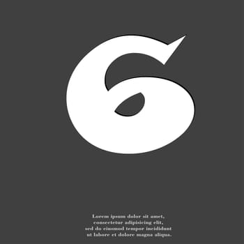 number six icon symbol Flat modern web design with long shadow and space for your text. illustration