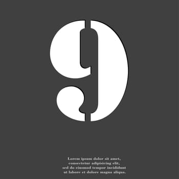 number Nine icon symbol Flat modern web design with long shadow and space for your text. illustration