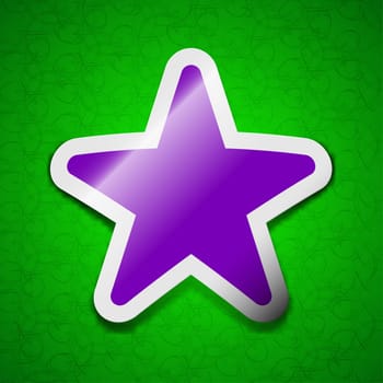 Favorite Star icon sign. Symbol chic colored sticky label on green background. illustration