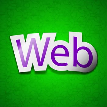 Web icon sign. Symbol chic colored sticky label on green background. illustration