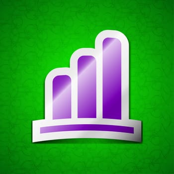 Growth and development concept. graph of Rate icon sign. Symbol chic colored sticky label on green background. illustration