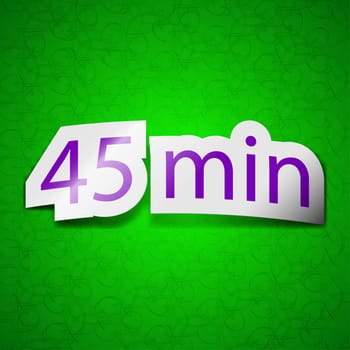 45 icon sign. Symbol chic colored sticky label on green background. illustration