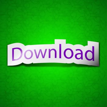 Download now icon sign. Symbol chic colored sticky label on green background. illustration