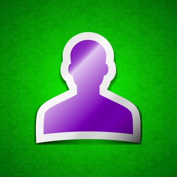 User, Person, Log in icon sign. Symbol chic colored sticky label on green background. illustration