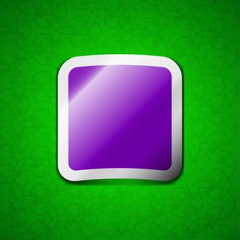 stop button icon sign. Symbol chic colored sticky label on green background. illustration