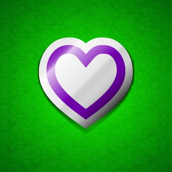 Medical heart, Love icon sign. Symbol chic colored sticky label on green background. illustration