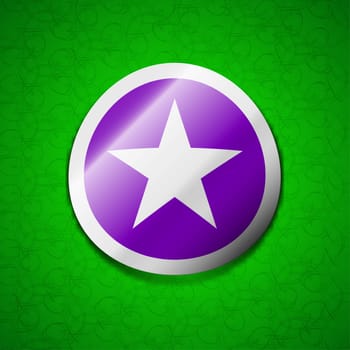 Star, Favorite Star, Favorite icon sign. Symbol chic colored sticky label on green background. illustration