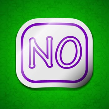 NO Norway translation icon sign. Symbol chic colored sticky label on green background. illustration