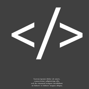 Programming code icon symbol Flat modern web design with long shadow and space for your text. illustration